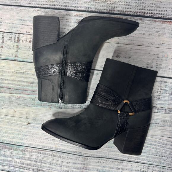 Vionic Carnelia Black Ankle Boots Leather Block Heel Orthotic Comfort 6.5 - Picture 4 of 8